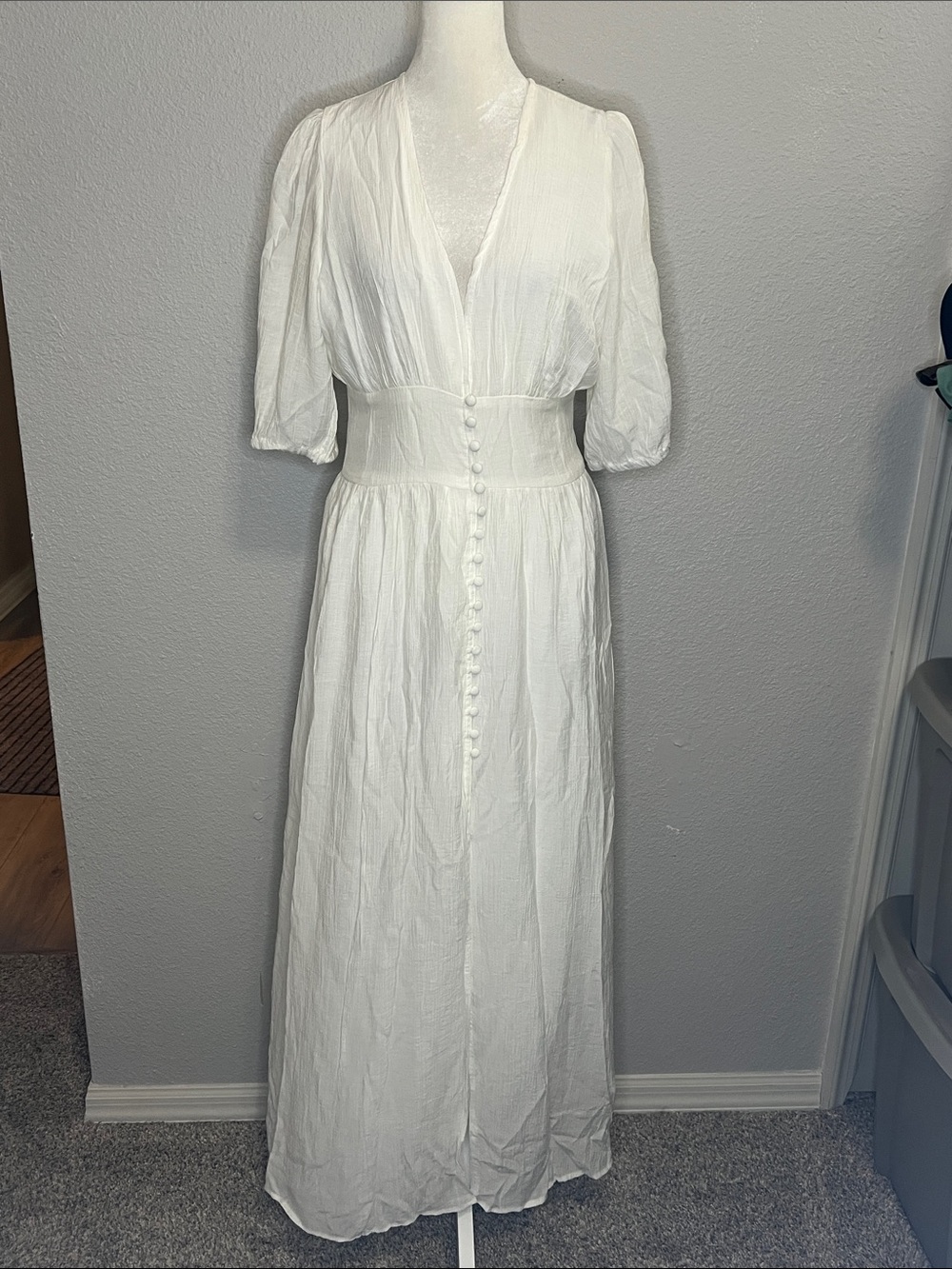 White Button Front Maxi Dress Estimated Size XS